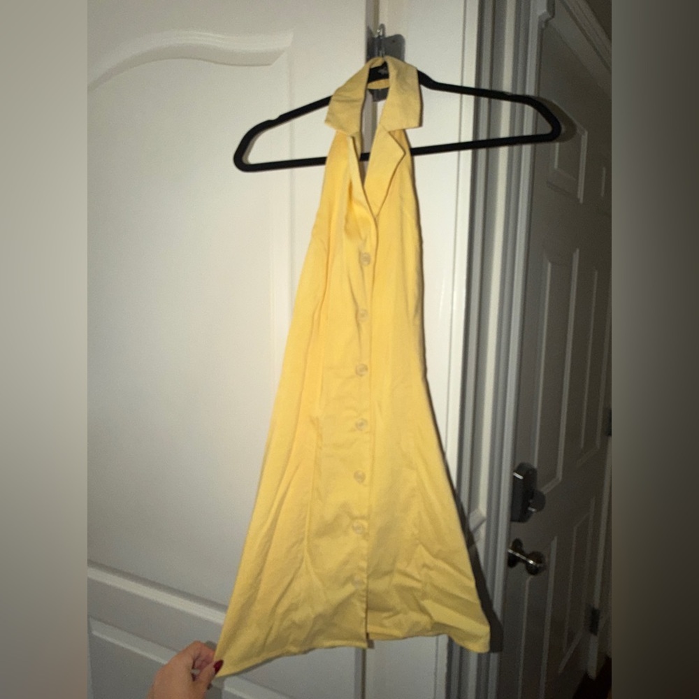 SNDYS Yellow Halter Neck Button-Down Dress